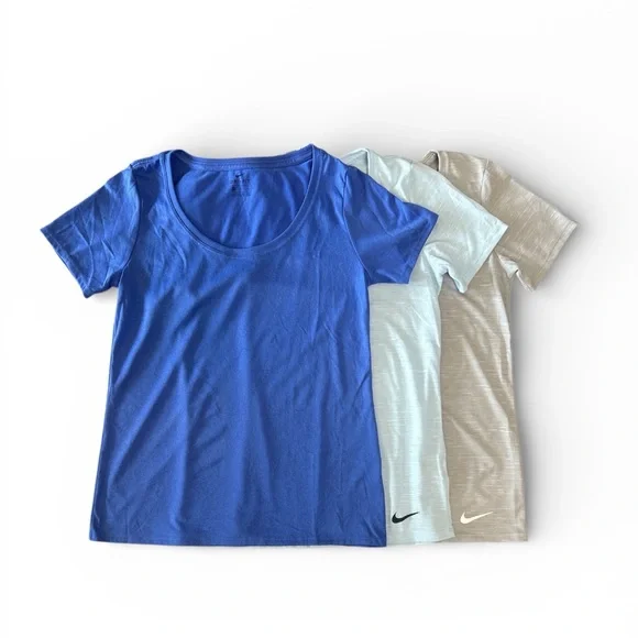 Nike Women's Dri-Fit Blue, Light Blue, Light Gray Scoop Neck Tees. Size S - Picture 3 of 9